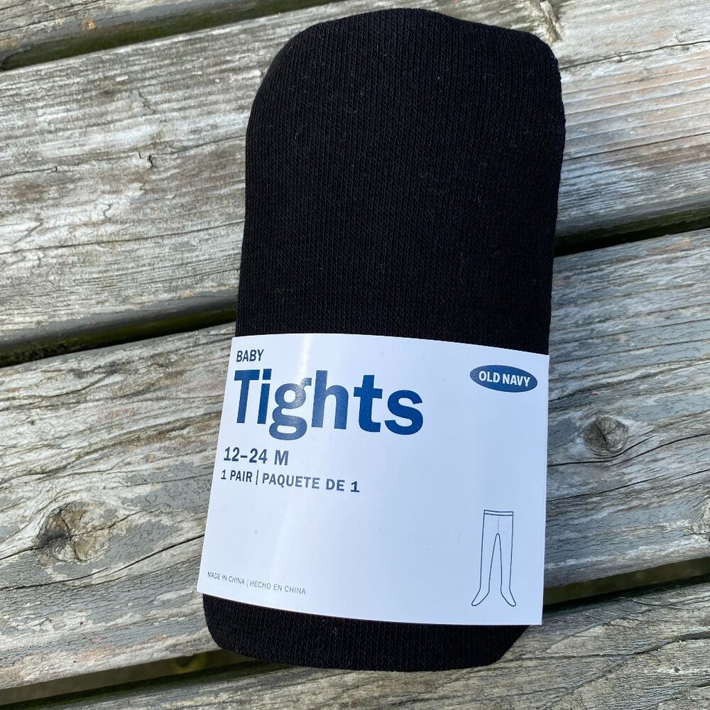 Old Navy Black Solid Soft-Knit Tights for Toddler Girls